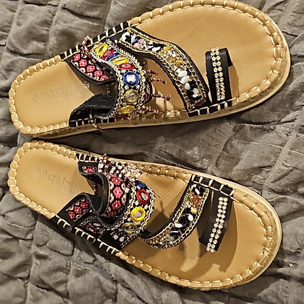 Leather Ornate slip on Sandals